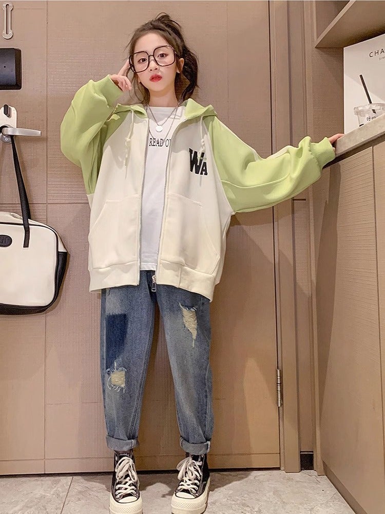 American Style Coat For Boys And Girls 2023 New Western Style Hooded Baseball Suit Large Children'S Wear Korean Jacket - Image 2