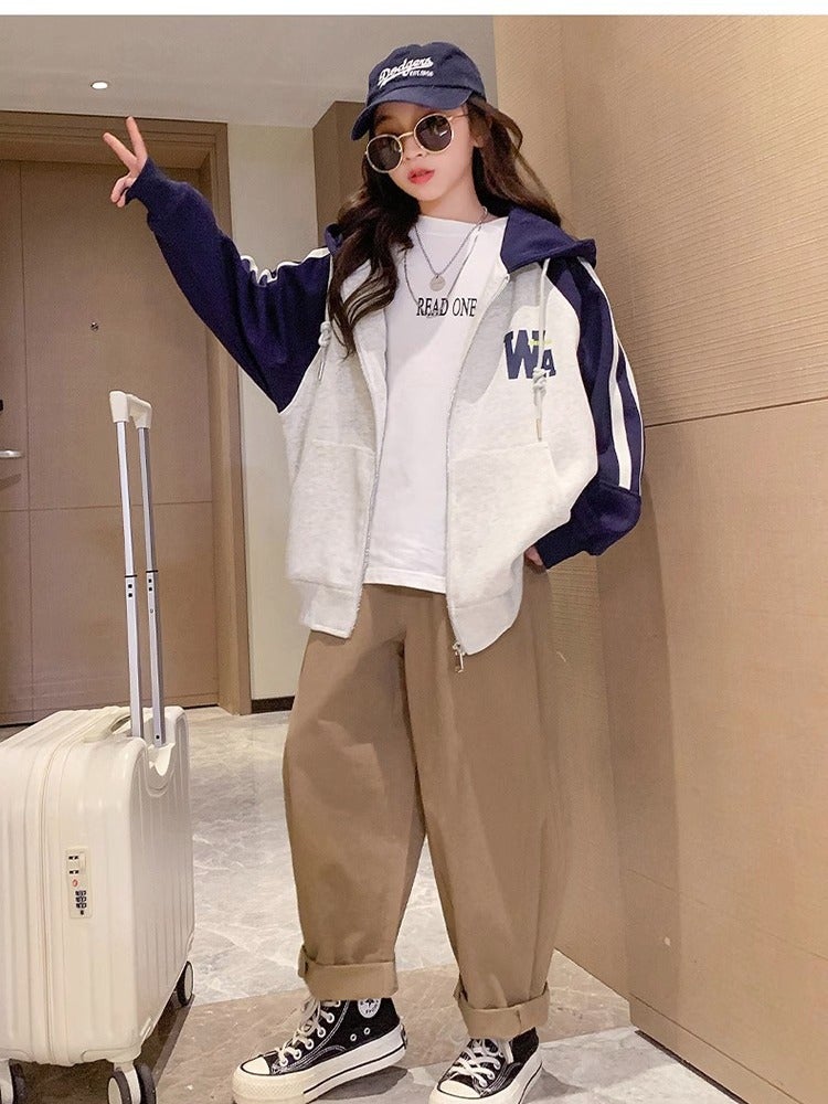 American Style Coat For Boys And Girls 2023 New Western Style Hooded Baseball Suit Large Children'S Wear Korean Jacket - Image 3
