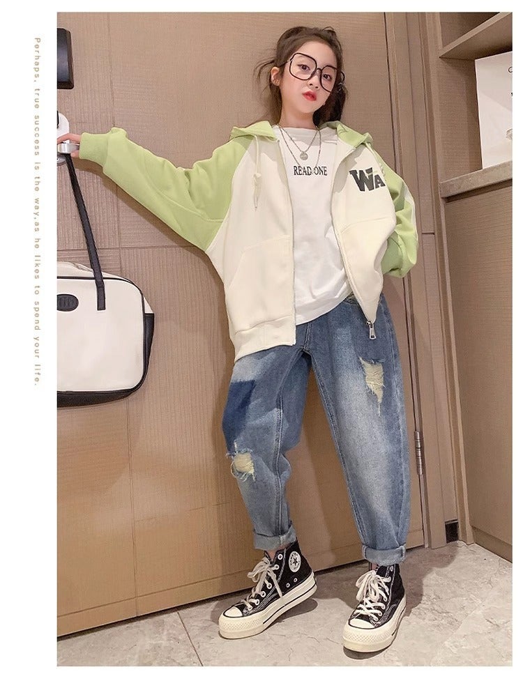 American Style Coat For Boys And Girls 2023 New Western Style Hooded Baseball Suit Large Children'S Wear Korean Jacket - Image 5