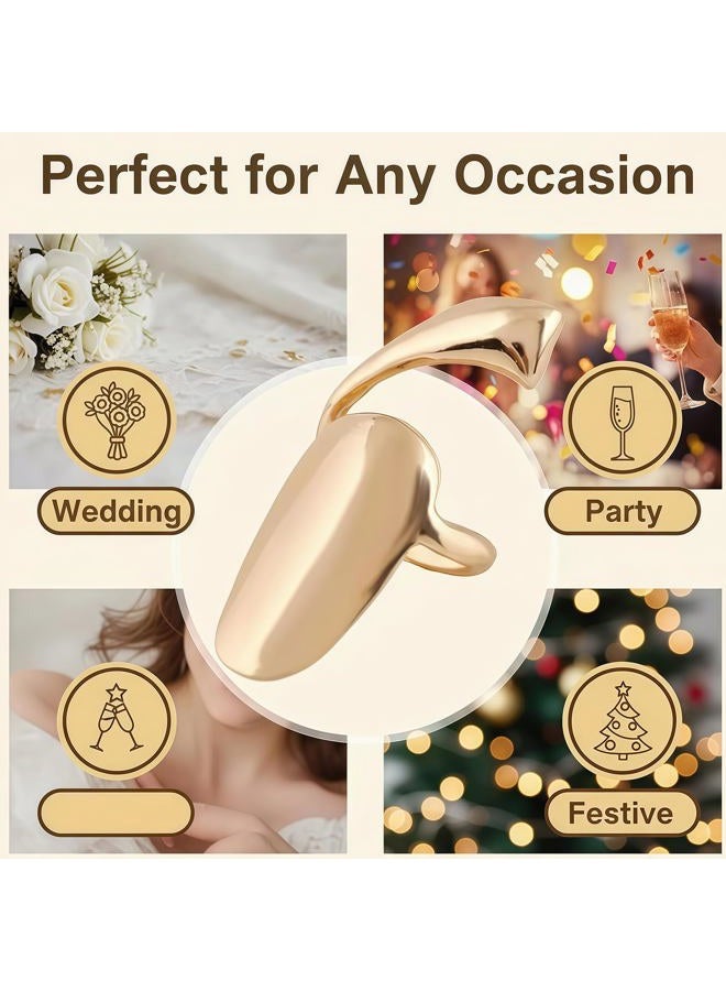 VANTOBEST 6Pcs Fashion Simple Finger Nail Ring Retro Alloy Fingernails Ring Finger Tip Rings Fingernail Protective Cover Nail Decoration Tool for Women Ladies Girls (Gold) - Image 5