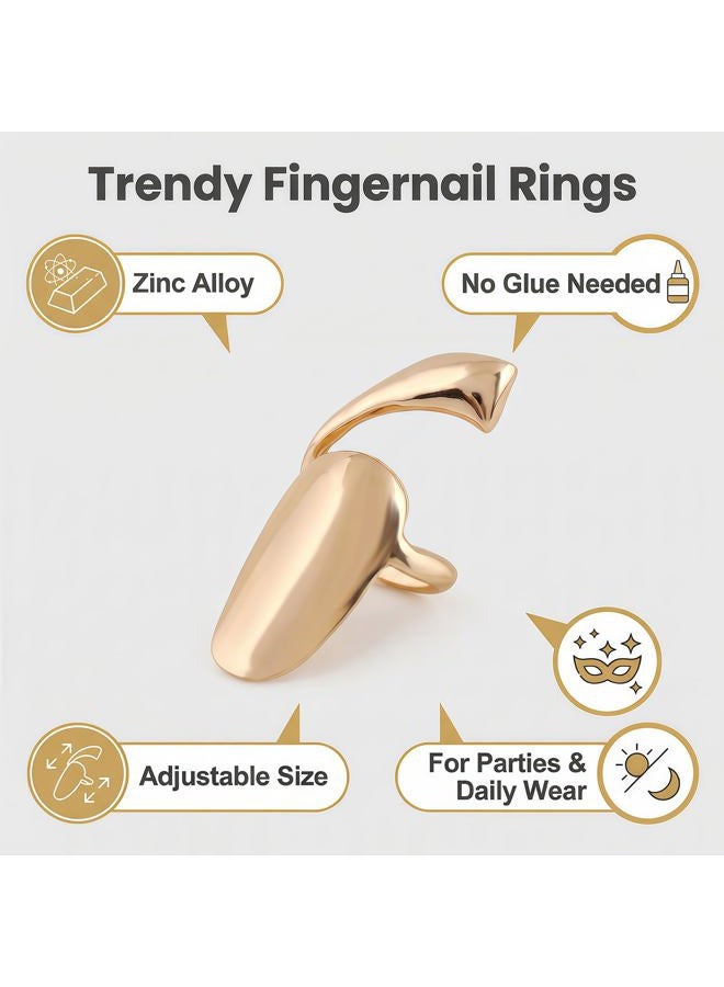 VANTOBEST 6Pcs Fashion Simple Finger Nail Ring Retro Alloy Fingernails Ring Finger Tip Rings Fingernail Protective Cover Nail Decoration Tool for Women Ladies Girls (Gold) - Image 4