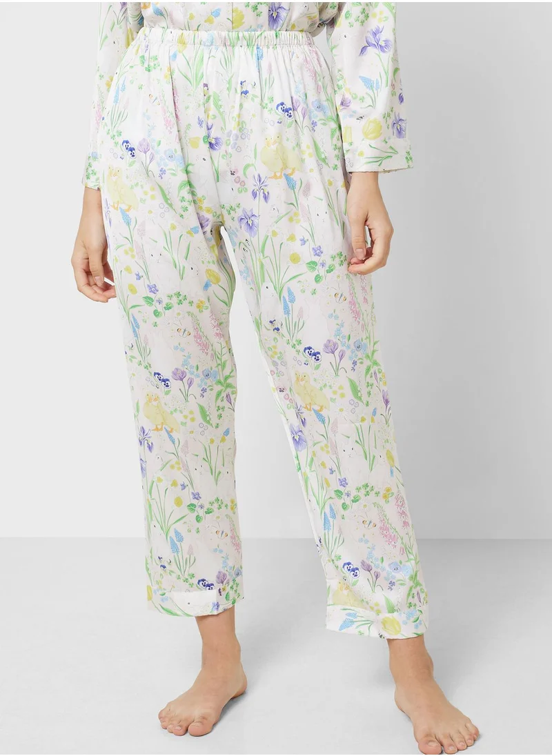 جينجر Floral Printed Shirt & Pyjama Set