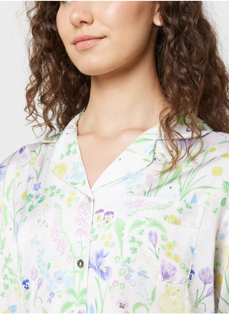 جينجر Floral Printed Shirt & Pyjama Set