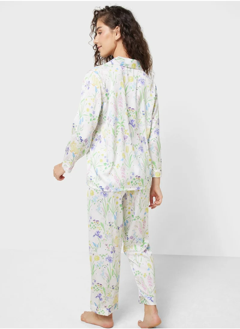 جينجر Floral Printed Shirt & Pyjama Set