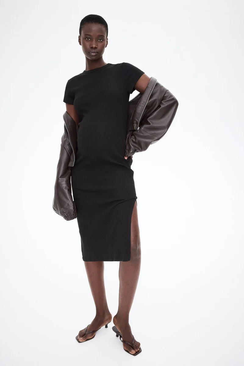 اتش اند ام MAMA Ribbed T-shirt dress