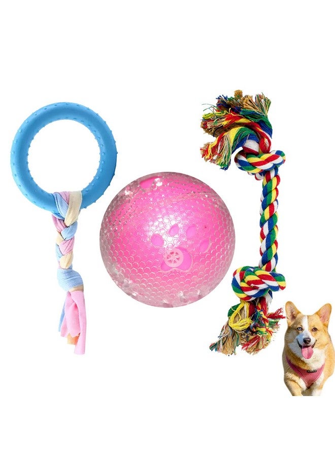 Emily Pets Rope 2 Knot 11 Inch Rope Toy Dog Chew Toy Braided Rope Cartoon Rinr Shaped Toys Paw Print For Dog 7 Inch Interactive Tpr Transparent Snake Ball (Color May Vary) Pack Of 3 - Image 1