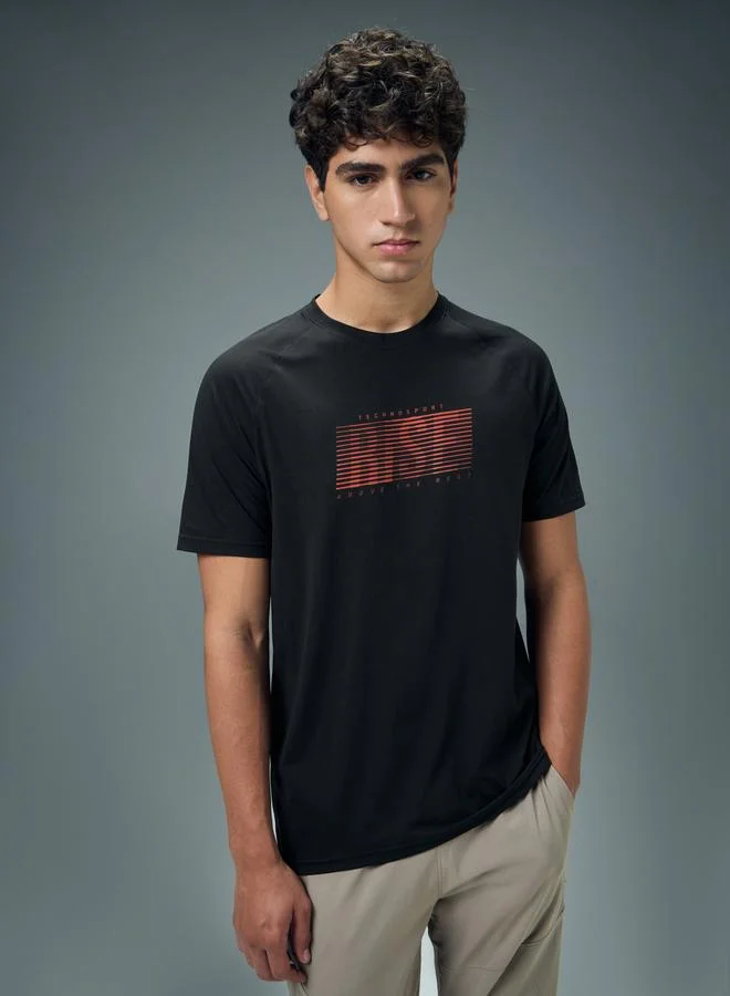 Technosport Technosport Men Typography Print Slim Fit T-Shirt