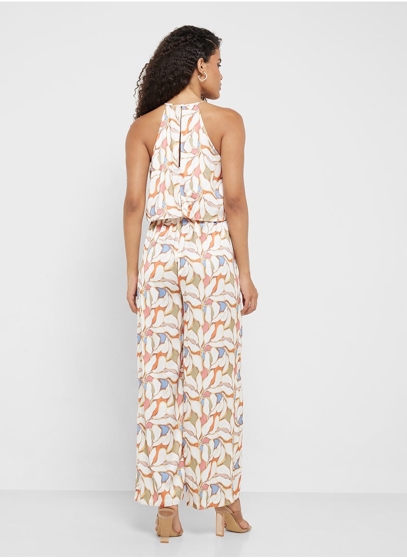Little Mistress Leaf Print Overlay Jumpsuit  - Image 2