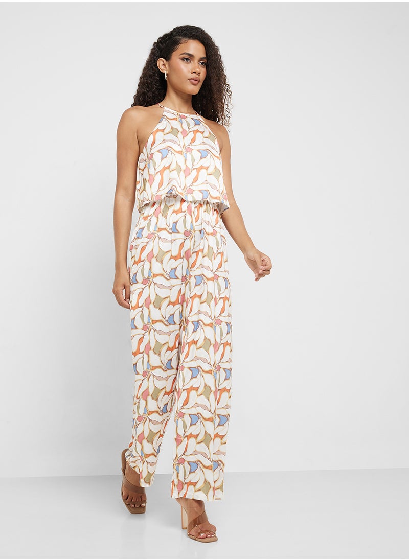 Little Mistress Leaf Print Overlay Jumpsuit  - Image 4