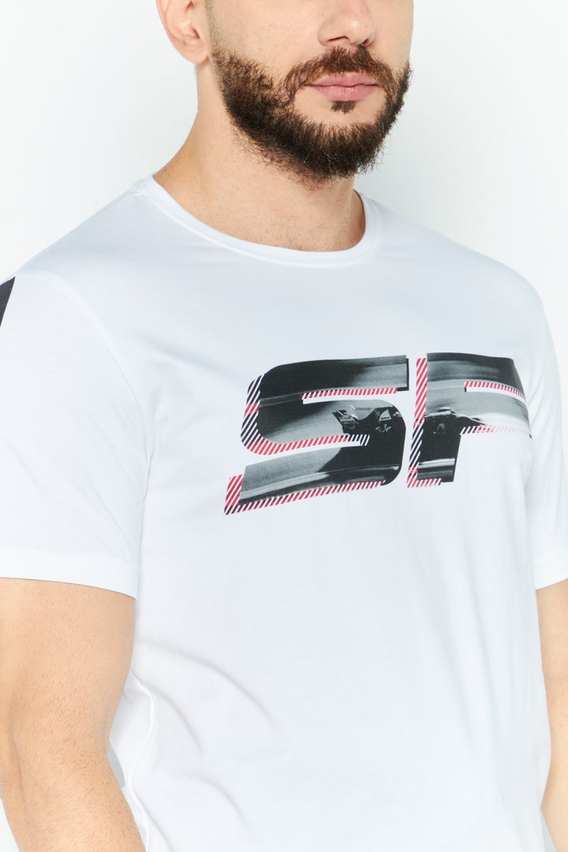 Scuderia Ferrari Men Slim Fit Short Sleeve Outdoor T-Shirt, White Combo - Image 3