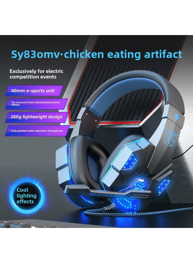 Computer Headset Headset Game Wired E-sports Special With Microphone Chicken Eating Double Headset Bluetooth Desktop Digital-Color:Official Standard Configuration - Non-luminous Wired Ps4 Version  Large Earmuffs★Noise Reduction Microphone  - Image 2
