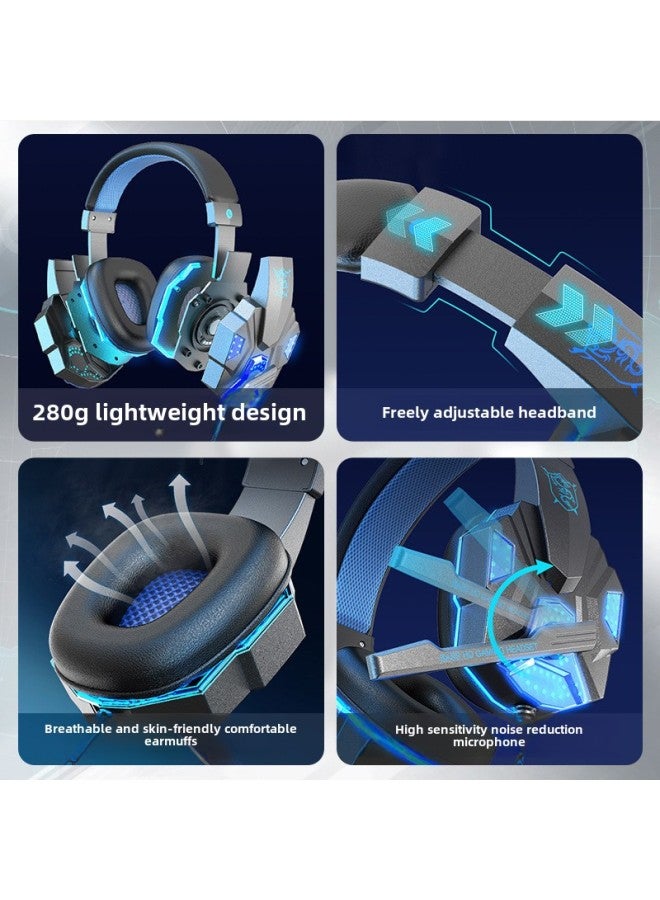 Computer Headset Headset Game Wired E-sports Special With Microphone Chicken Eating Double Headset Bluetooth Desktop Digital-Color:Official Standard Configuration - Non-luminous Wired Ps4 Version  Large Earmuffs★Noise Reduction Microphone  - Image 3