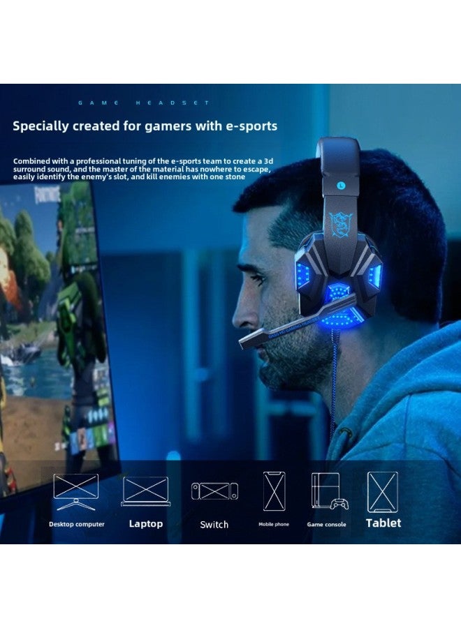 Computer Headset Headset Game Wired E-sports Special With Microphone Chicken Eating Double Headset Bluetooth Desktop Digital-Color:Official Standard Configuration - Non-luminous Wired Ps4 Version  Large Earmuffs★Noise Reduction Microphone  - Image 4