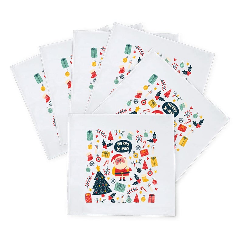 Khakee 6 Pcs Christmas Theme Silk Table Napkins 10x 10 for Xmas Decoration Christmas OrnamentsChristmas Giftxmas21489 - Image 2