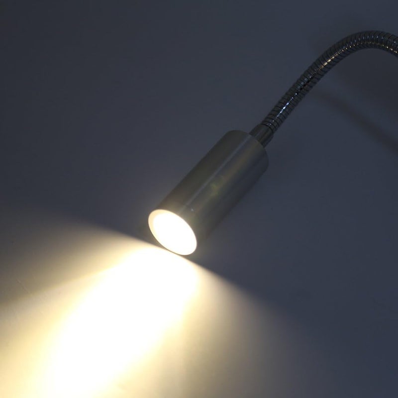 Modern Wall Lamp, 3W Silver Aluminum Led Bed Lamp for Bedroom Reading Working, AC85-265V Cool White Flexible Gooseneck Light (3500 warm white) - Image 2