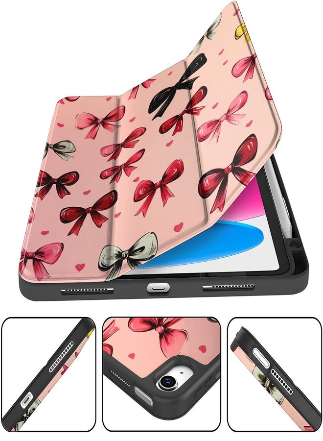 Cabreche Compatible with iPad (A16) 11th Generation 11 Inch 2025,10th Generation Case 2022,iPad 10.9 Inch Case Pencil Holder Soft Back Auto Sleep/Wake Cover Women Girls Cute-Pink Bowknot - Image 5