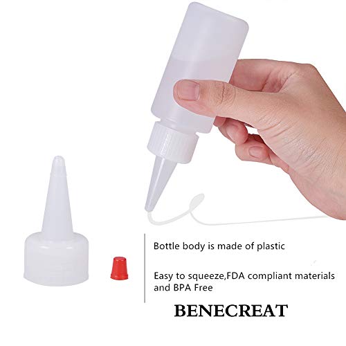 BENECREAT 20 Pack 2oz Plastic Squeeze Dispensing Bottles with Red Tip Caps Good For Crafts Art Glue Multi Purpose - Image 3