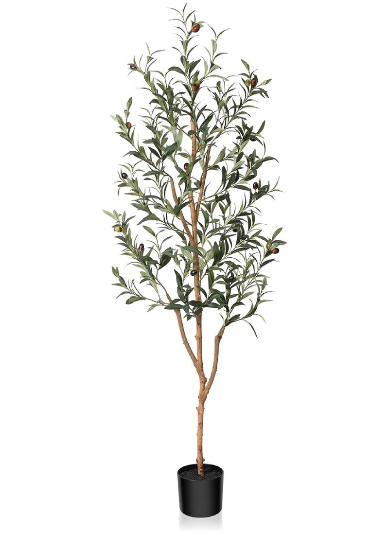 Rock Pow Artificial Olive Tree 5FT Tall Faux Silk Plant for Home Office Decor Indoor Fake Potted Tree with Natural Wood Trunk and Lifelike Fruits  - Image 1
