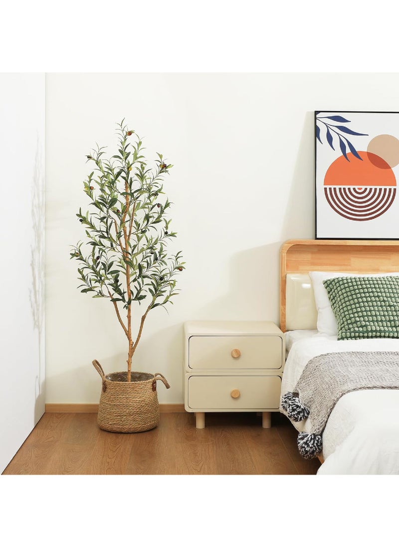 Rock Pow Artificial Olive Tree 5FT Tall Faux Silk Plant for Home Office Decor Indoor Fake Potted Tree with Natural Wood Trunk and Lifelike Fruits  - Image 3