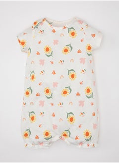 DeFacto Newborn Floral Cotton Short Sleeve Romper  - Image 1