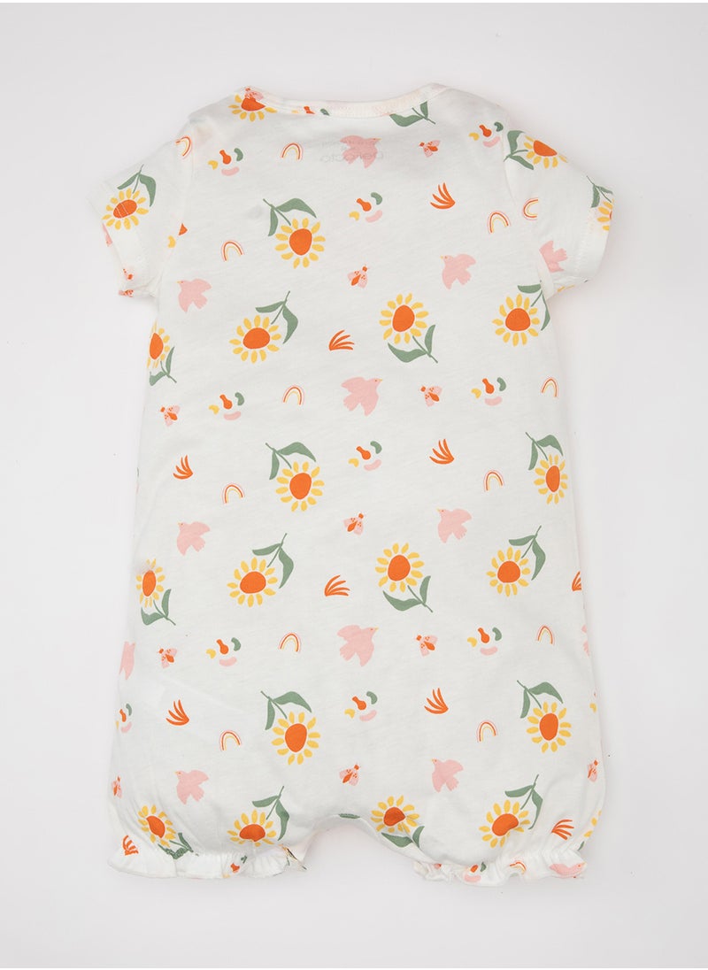 DeFacto Newborn Floral Cotton Short Sleeve Romper  - Image 2