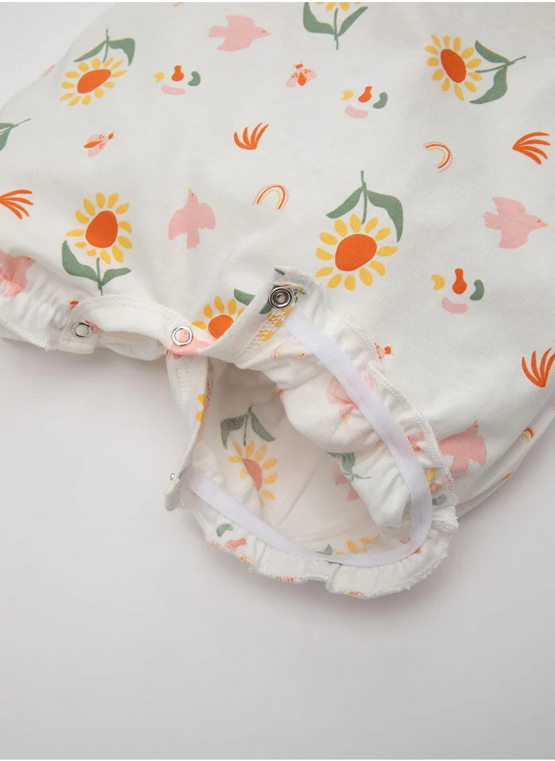 DeFacto Newborn Floral Cotton Short Sleeve Romper
