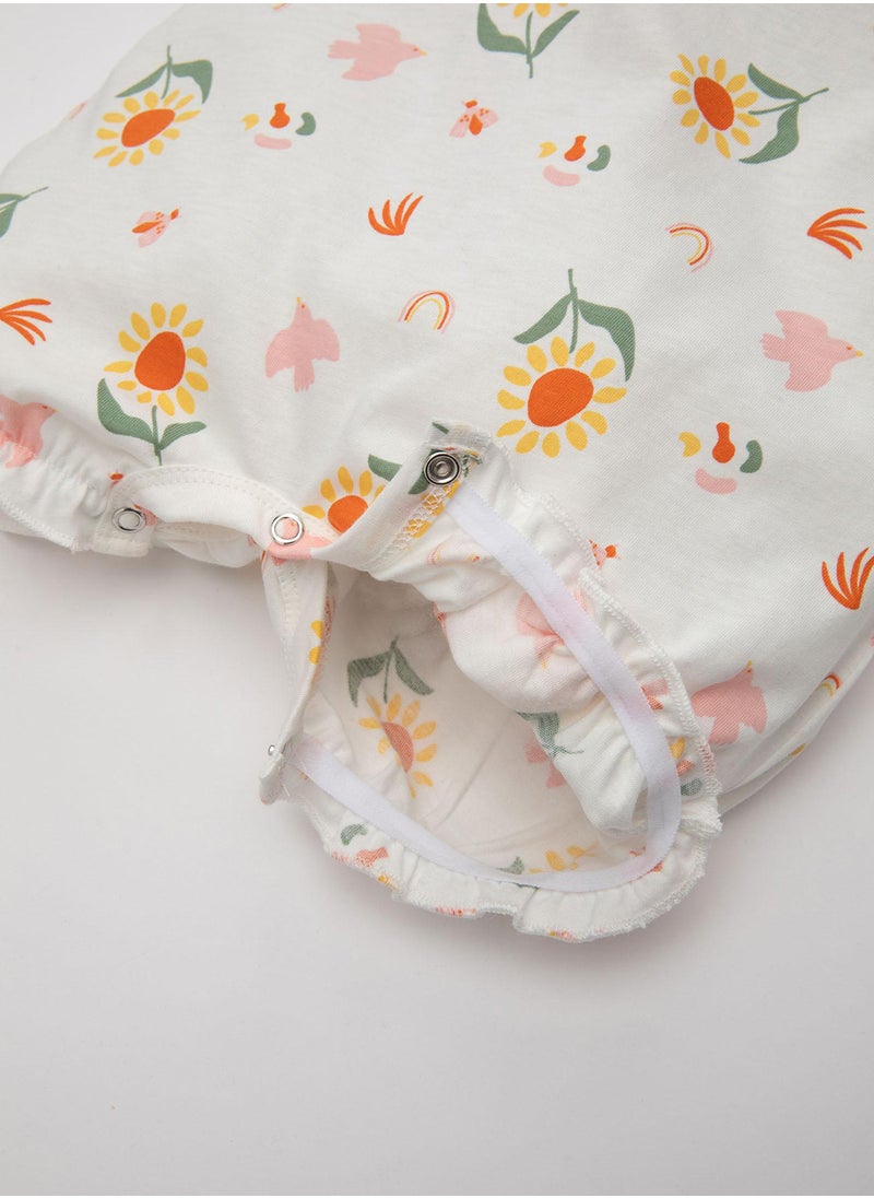 DeFacto Newborn Floral Cotton Short Sleeve Romper  - Image 5