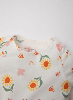 DeFacto Newborn Floral Cotton Short Sleeve Romper  - Image 3