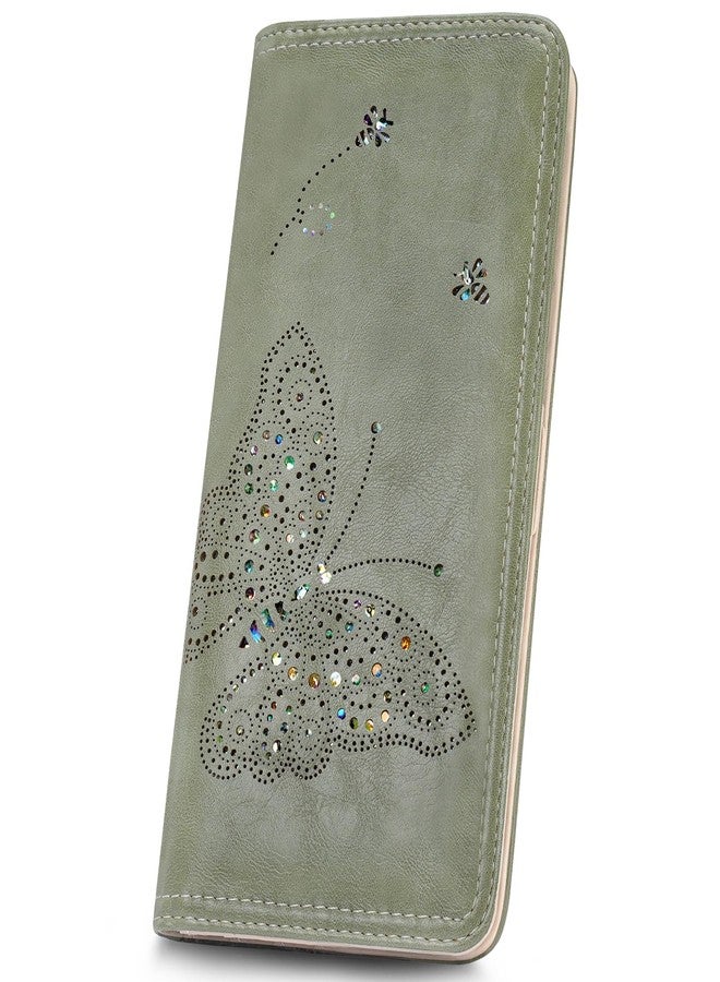 KITEVIUN RFID Wallet Women Ultra Slim Thin Womens Wallet Compact Clutch Long Ladies Wallet for Women GREEN - Image 1