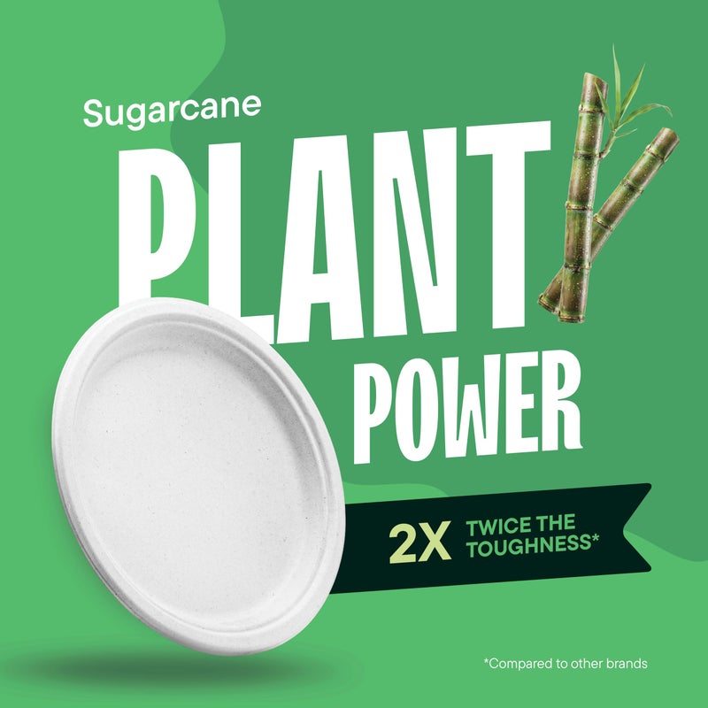 Stack Man 100% Compostable Disposable Paper Plates [125-Pack] - (PFAS-Free) - [10 Inch] Heavy Duty, Eco-Friendly, Biodegradable Bagasse Dinner Plates - Natural Brown 10" Plate by Stack Man (BPI Certified) - Image 4