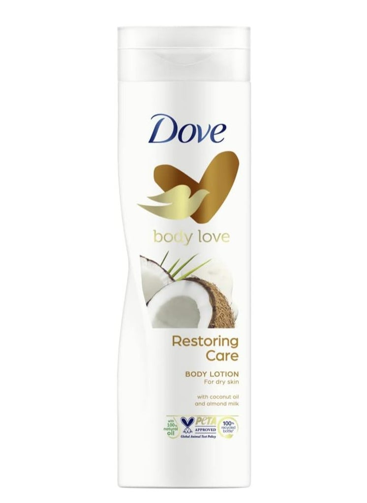 Dove Body Love Restoring Care Body Lotion For Dry Skin With Coconut Oil And Almond Milk 400ml  - Image 1