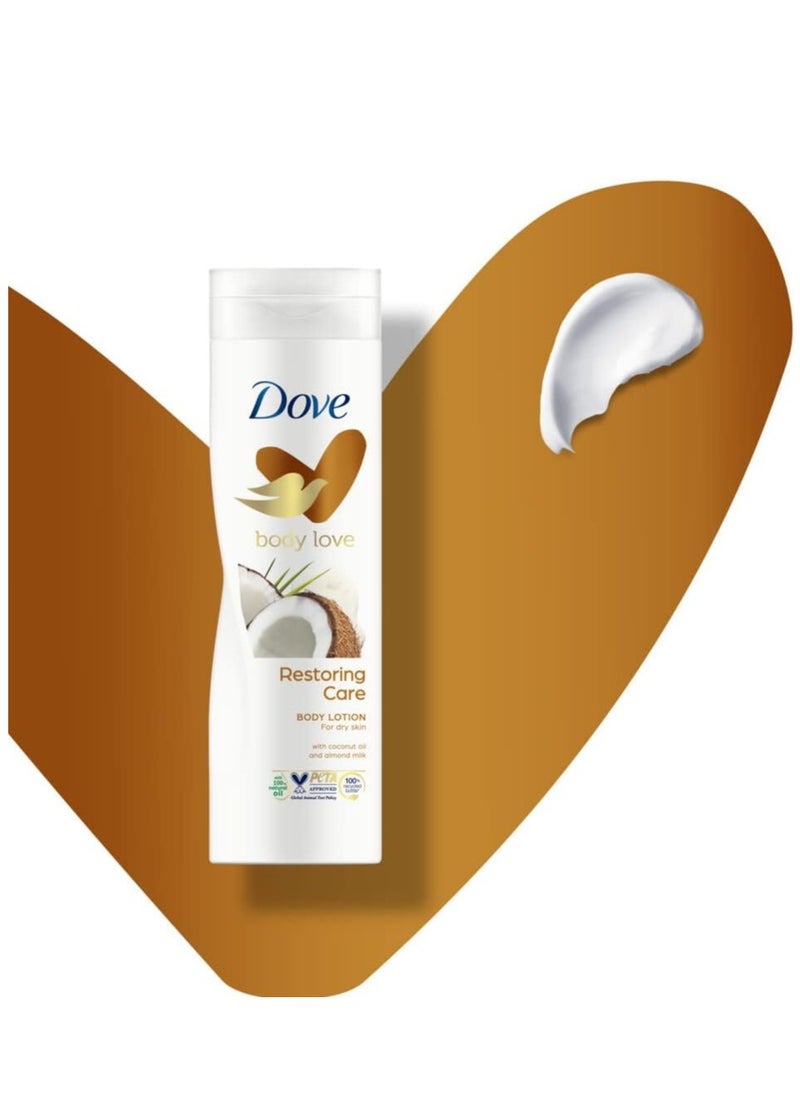 Dove Body Love Restoring Care Body Lotion For Dry Skin With Coconut Oil And Almond Milk 400ml  - Image 3
