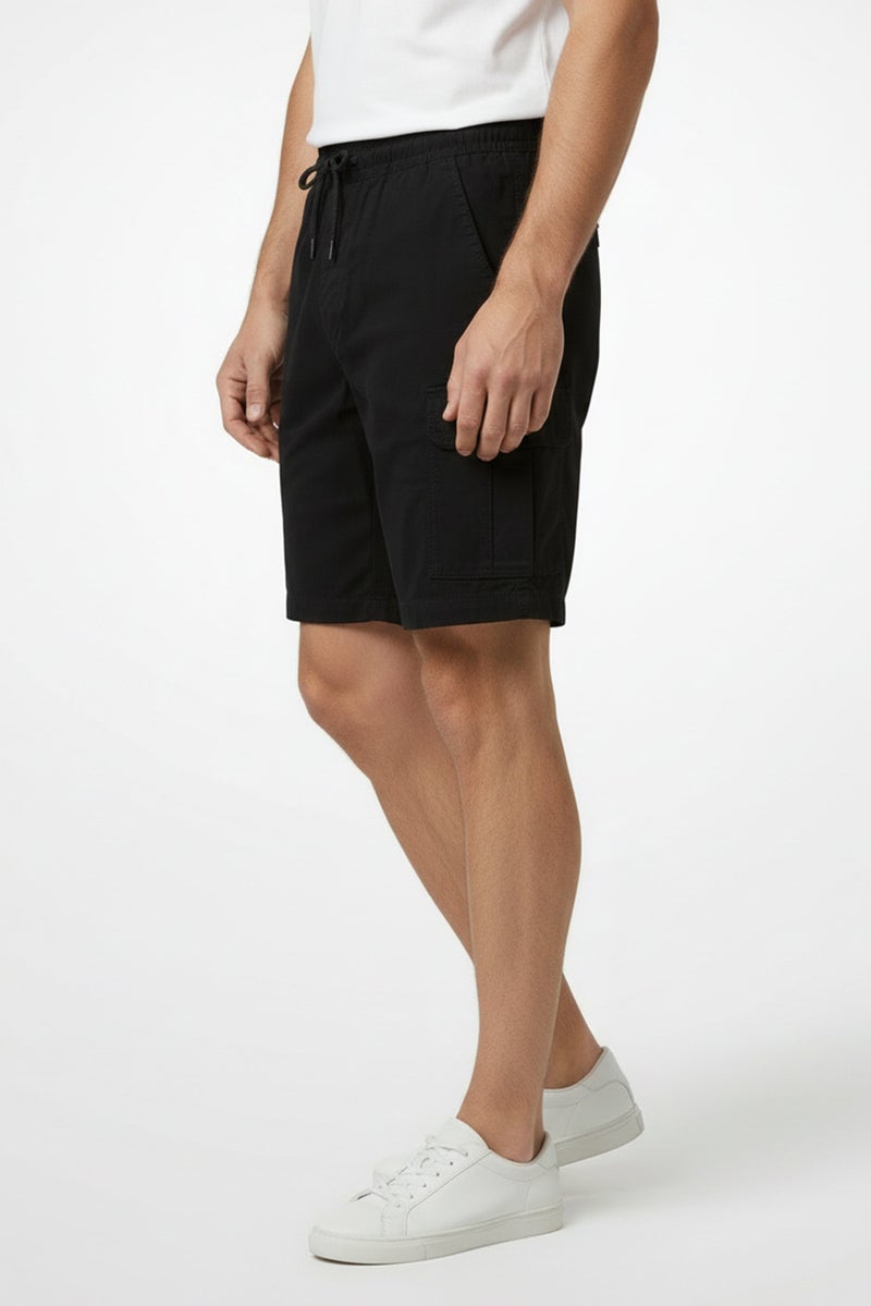 Threadbare Men Plain Cargo Shorts, Black - Image 5