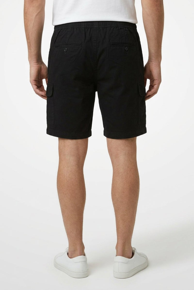 Threadbare Men Plain Cargo Shorts, Black - Image 3
