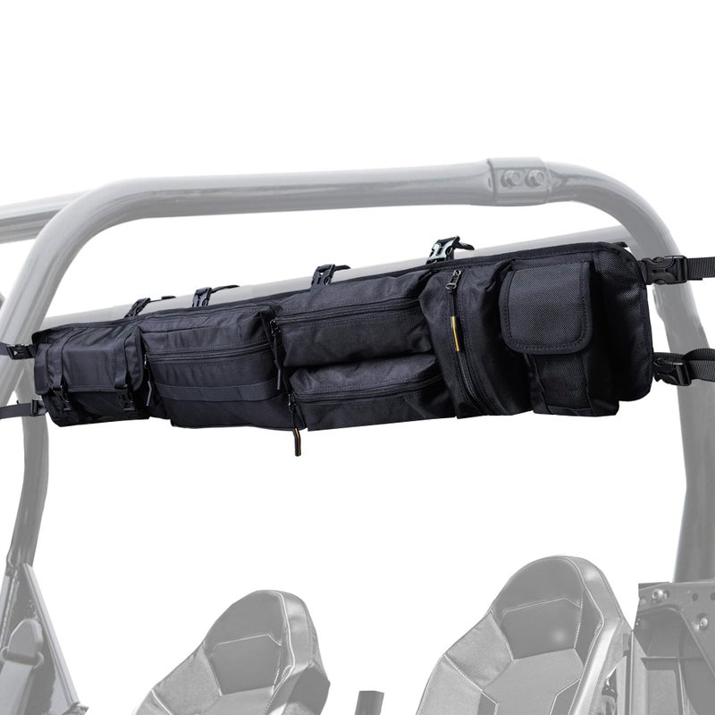 Larswon HeavyDuty UTV Roll Cage Storage Bag Organizer 7Pocket Water Resistant Gear Bag Compatible with Polaris RZR CanAm Honda Talon Yamaha ATV Golf Carts Black