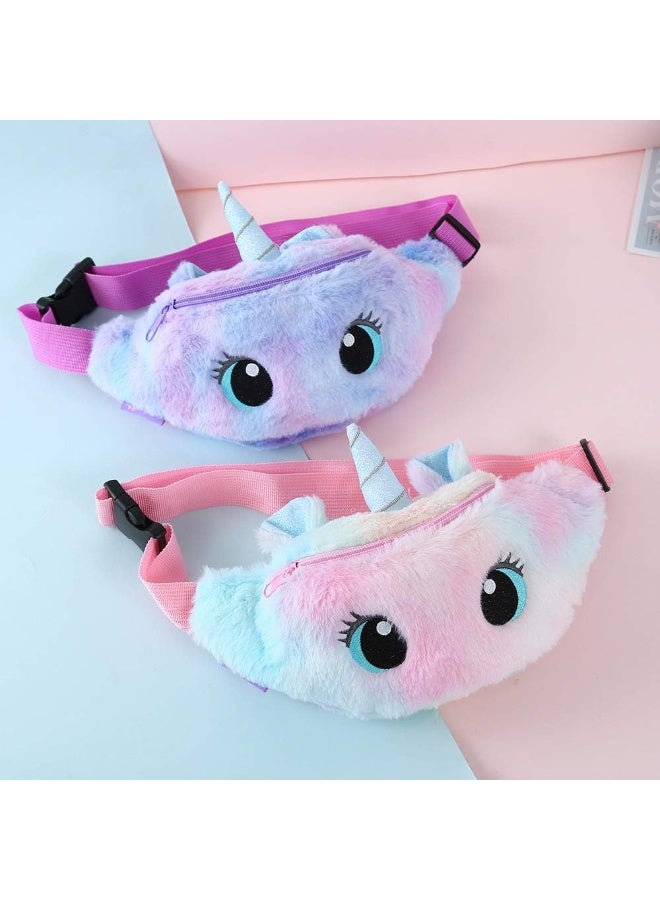 Unicorn Plush Kids Bum Bag – Lightweight Unicorn Fanny Pack, Crossbody Chest & Waist Bag with Zipper for Girls – Pink - Image 4