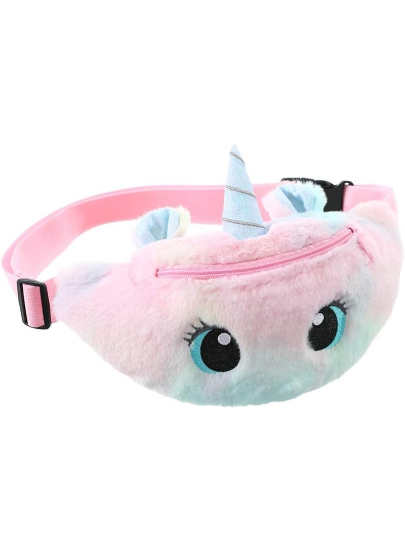 Unicorn Plush Kids Bum Bag – Lightweight Unicorn Fanny Pack, Crossbody Chest & Waist Bag with Zipper for Girls – Pink - Image 1