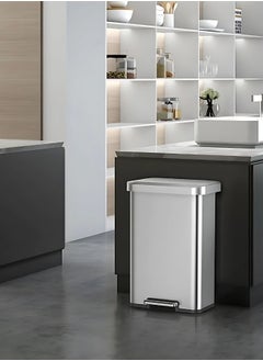 EKO COZY SERIES | 45L Step Trash Bin | Brushed Stainless Steel Finish | Soft-Closing Lid | Fingerprint-Resistant | Versatile Waste Solution for Homes, Offices & Communal Areas | Durable, Elegant Design for Easy Waste Disposal  - Image 3