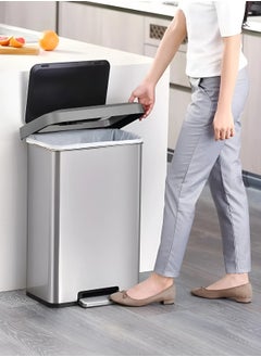 EKO COZY SERIES | 45L Step Trash Bin | Brushed Stainless Steel Finish | Soft-Closing Lid | Fingerprint-Resistant | Versatile Waste Solution for Homes, Offices & Communal Areas | Durable, Elegant Design for Easy Waste Disposal  - Image 2