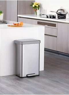 EKO COZY SERIES | 45L Step Trash Bin | Brushed Stainless Steel Finish | Soft-Closing Lid | Fingerprint-Resistant | Versatile Waste Solution for Homes, Offices & Communal Areas | Durable, Elegant Design for Easy Waste Disposal  - Image 4