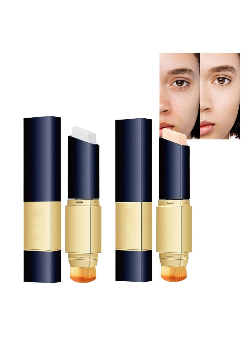 KASTWAVE Double Sided Concealer With Brush, Double-Sided Makeup Brushes Foundation Concealer, 2 In 1 Concealer Double Sided Concealer Stick, Long Lasting Makeup Full Concealer Stick (2pcs) - Image 1