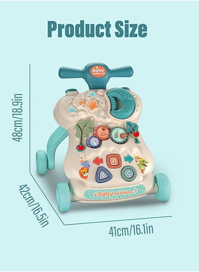 oldlaiben 2-In-1 Baby Walker, Baby Push Walker with Educational Play Learning Panel, Baby Push Walkers, Multifunctional Sit-To-Stand Early Educational Child Activity Center, Musical Stroller Toy for Toddlers & Preschoolers, For 6-18 Months Baby Boys Girls（Red）  - Image 2