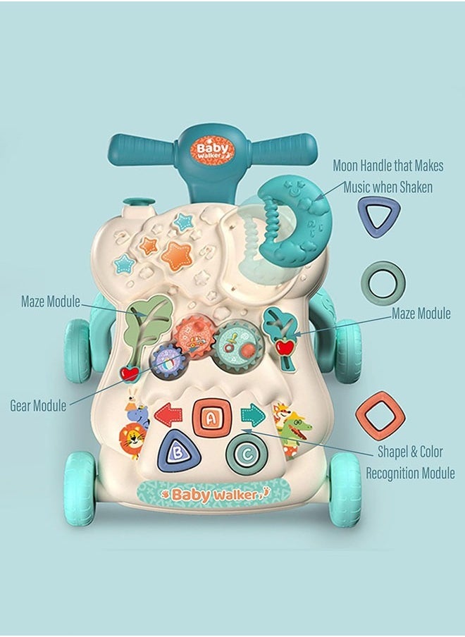 oldlaiben 2-In-1 Baby Walker, Baby Push Walker with Educational Play Learning Panel, Baby Push Walkers, Multifunctional Sit-To-Stand Early Educational Child Activity Center, Musical Stroller Toy for Toddlers & Preschoolers, For 6-18 Months Baby Boys Girls（Red）  - Image 3