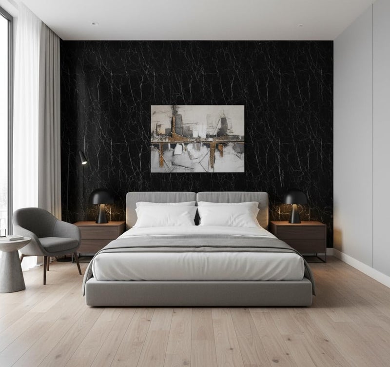 VKR Self Adhesive Wallpaper Roll | Waterproof & Oil-Proof Peel & Stick Vinyl Sheet for Kitchen, Furniture, Tabletop, Cabinets & Wall Décor (Black Marbal) - Image 3