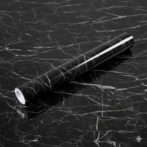 VKR Self Adhesive Wallpaper Roll | Waterproof & Oil-Proof Peel & Stick Vinyl Sheet for Kitchen, Furniture, Tabletop, Cabinets & Wall Décor (Black Marbal) - Image 1