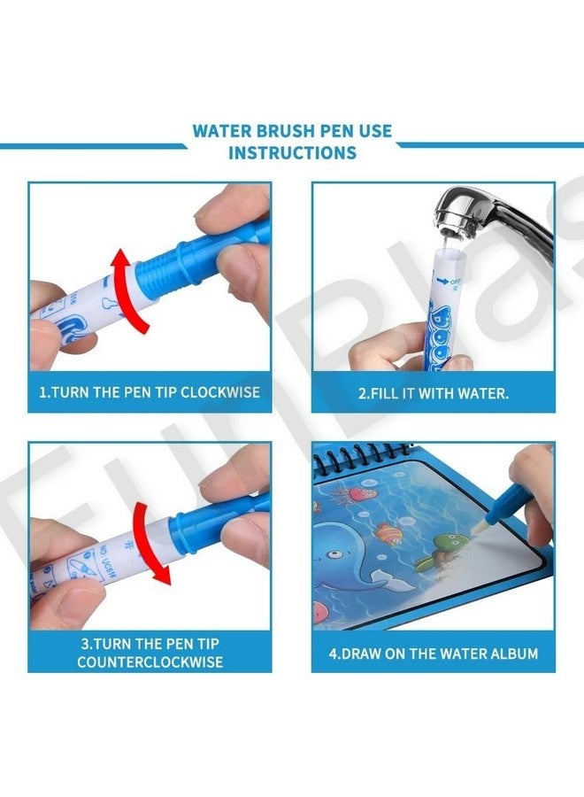 فنبلاست دفتر الرسم المائي السحري من فن بلاست مع قلم رسم سحري للأطفال - مجموعة قصاصات الرسم القابلة لإعادة الاستخدام، أوراق رسم تلوين مائي للأطفال والأولاد والصغار - عبوة من 3 قطع - ألوان وتصميمات متنوعة - Image 4