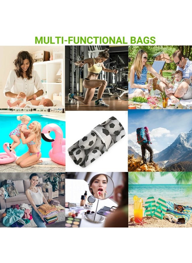 visesunny Soccer Ball 3D Print 2Pcs Wet Bag With Zippered Pockets Washable Reusable Roomy Diaper Bag For Travel Beach Daycare Stroller Diapers Dirty Gym Clothes Wet Swimsuits Toiletries  - Image 5