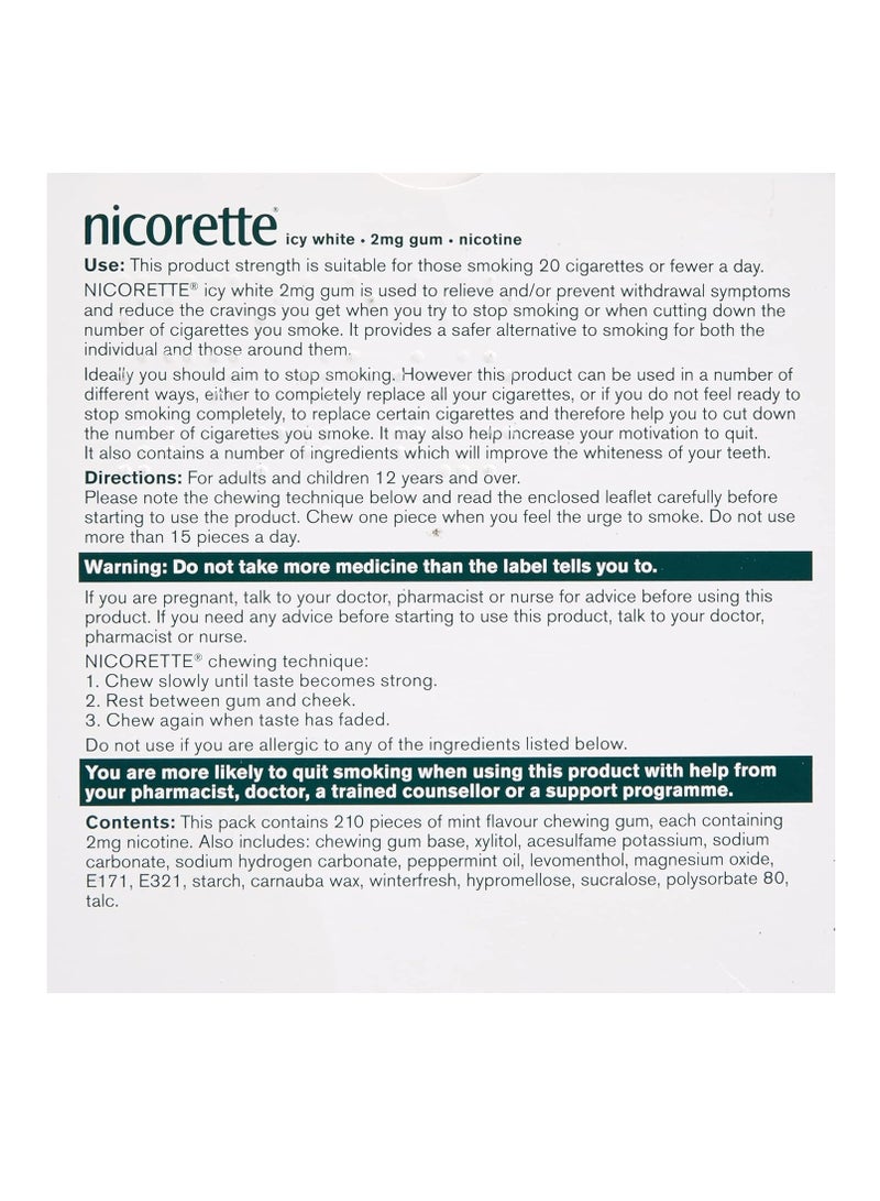 nicorette Nicotine Gum Icy White 2 Mg 210 Pieces - Image 3