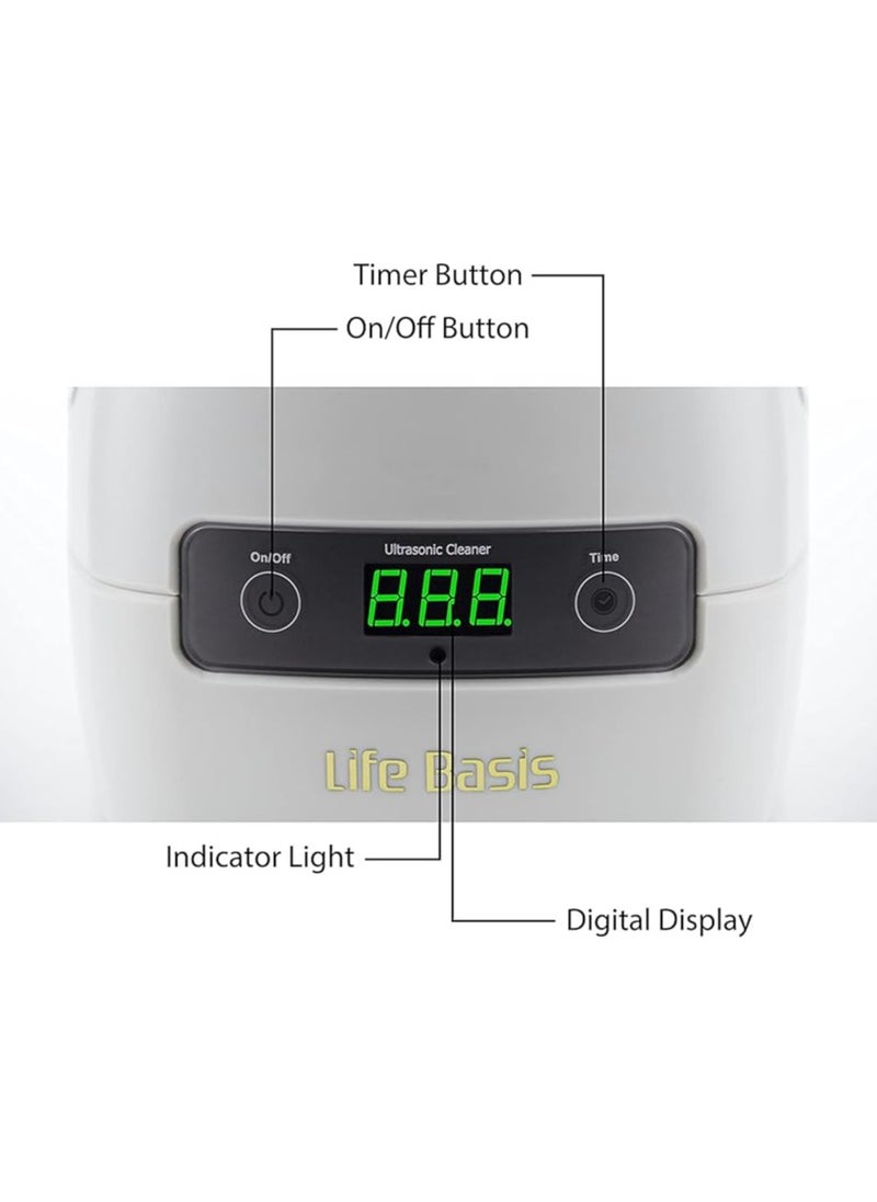 Life Basis - Ultrasonic Cleaner Super Large Capacity 1400ml Jewelry Cleaner with Cleaning Basket Ultrasonic Cleaning Machine for Cleaning Glasses Waterproof Watches Dentures Coins Circuit Board - Image 1