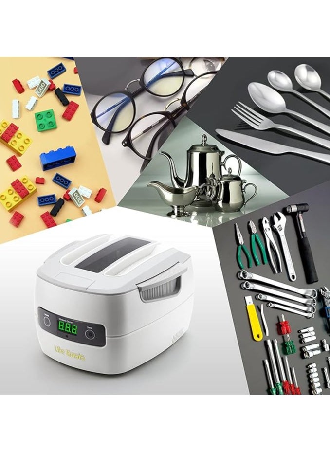 Life Basis - Ultrasonic Cleaner Super Large Capacity 1400ml Jewelry Cleaner with Cleaning Basket Ultrasonic Cleaning Machine for Cleaning Glasses Waterproof Watches Dentures Coins Circuit Board - Image 1